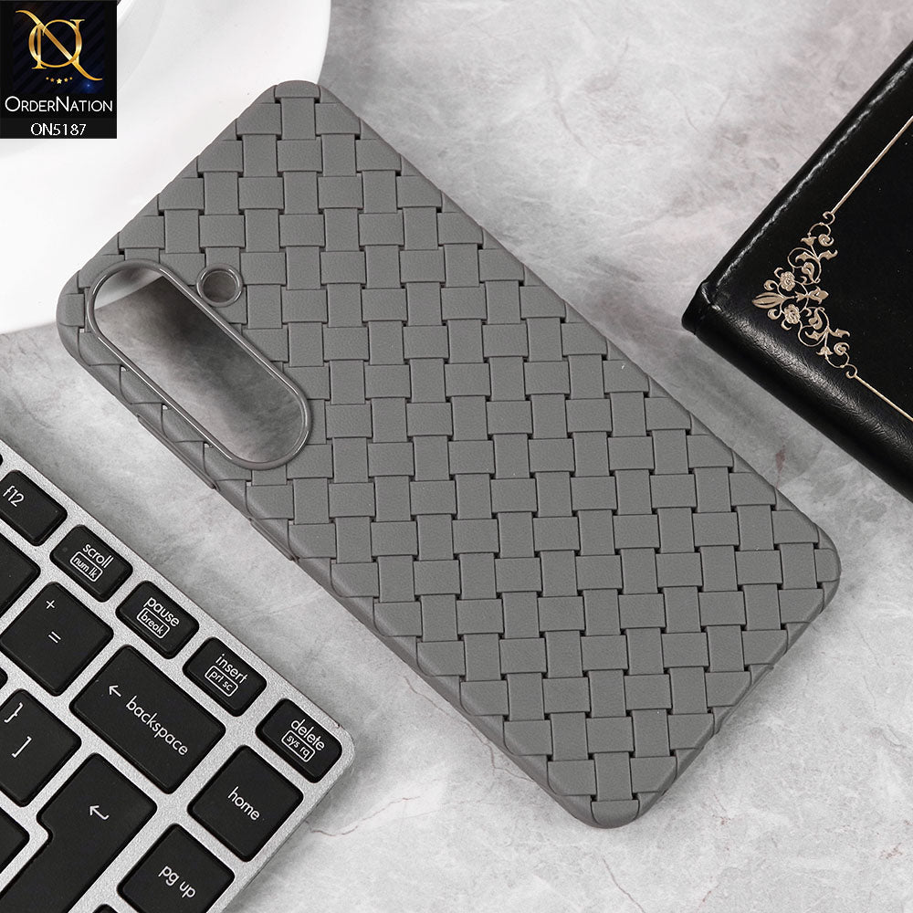 Samsung Galaxy S25 Cover - Light Gray - New Woven Design Leather Feel Soft TPU Case