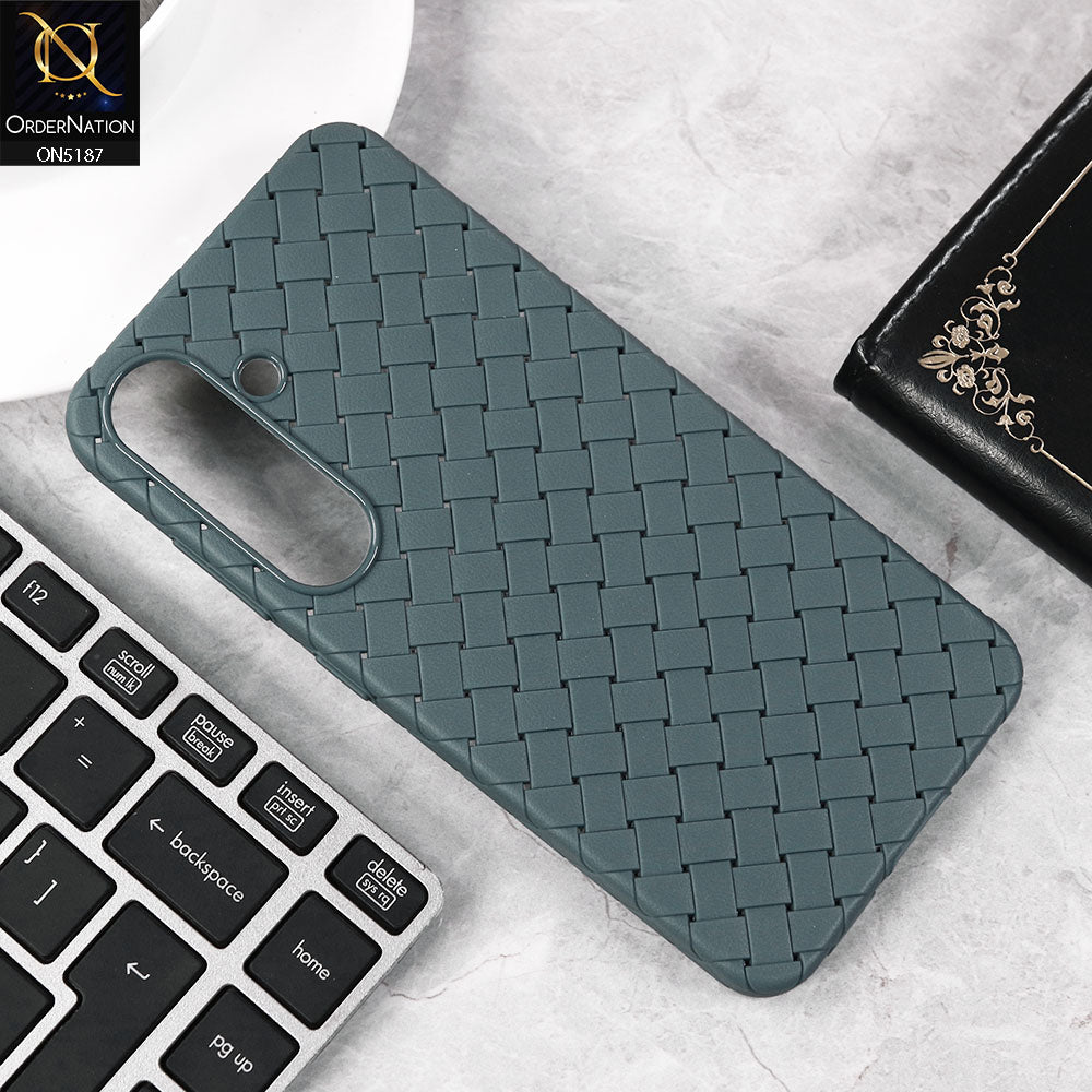 Samsung Galaxy S25 Cover - Smoke Gray - New Woven Design Leather Feel Soft TPU Case