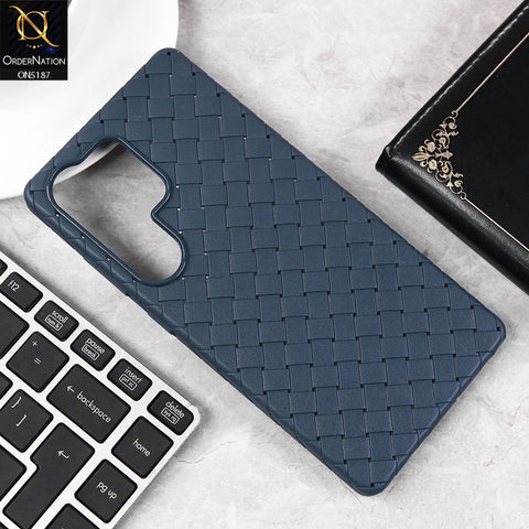 Samsung Galaxy S25 Ultra Cover - Blue - New Woven Design Leather Feel Soft TPU Case