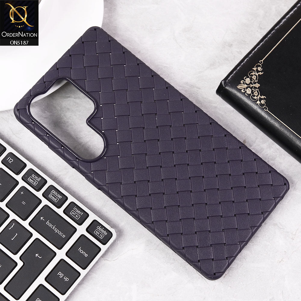 Samsung Galaxy S25 Ultra Cover - Purple - New Woven Design Leather Feel Soft TPU Case