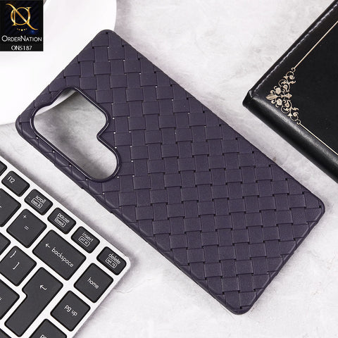 Samsung Galaxy S25 Ultra Cover - Purple - New Woven Design Leather Feel Soft TPU Case