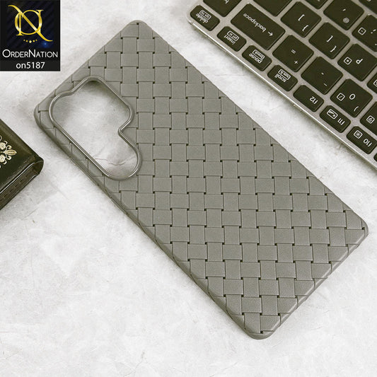 Samsung Galaxy S25 Ultra Cover - Gray - New Woven Design Leather Feel Soft TPU Case