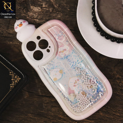 iPhone 14 Pro Max Cover - Design 1 - 3D Cute Cartoon Doll Bling Liquid Glitter Floating Pearls Shockproof Protective Soft Case