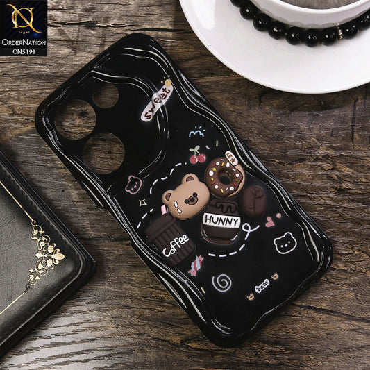 Tecno Camon 20 Pro Cover - Black - Cute 3D Cartoon Coffee Honey Donut Silicon Helix Soft Borders Camera Protection Case