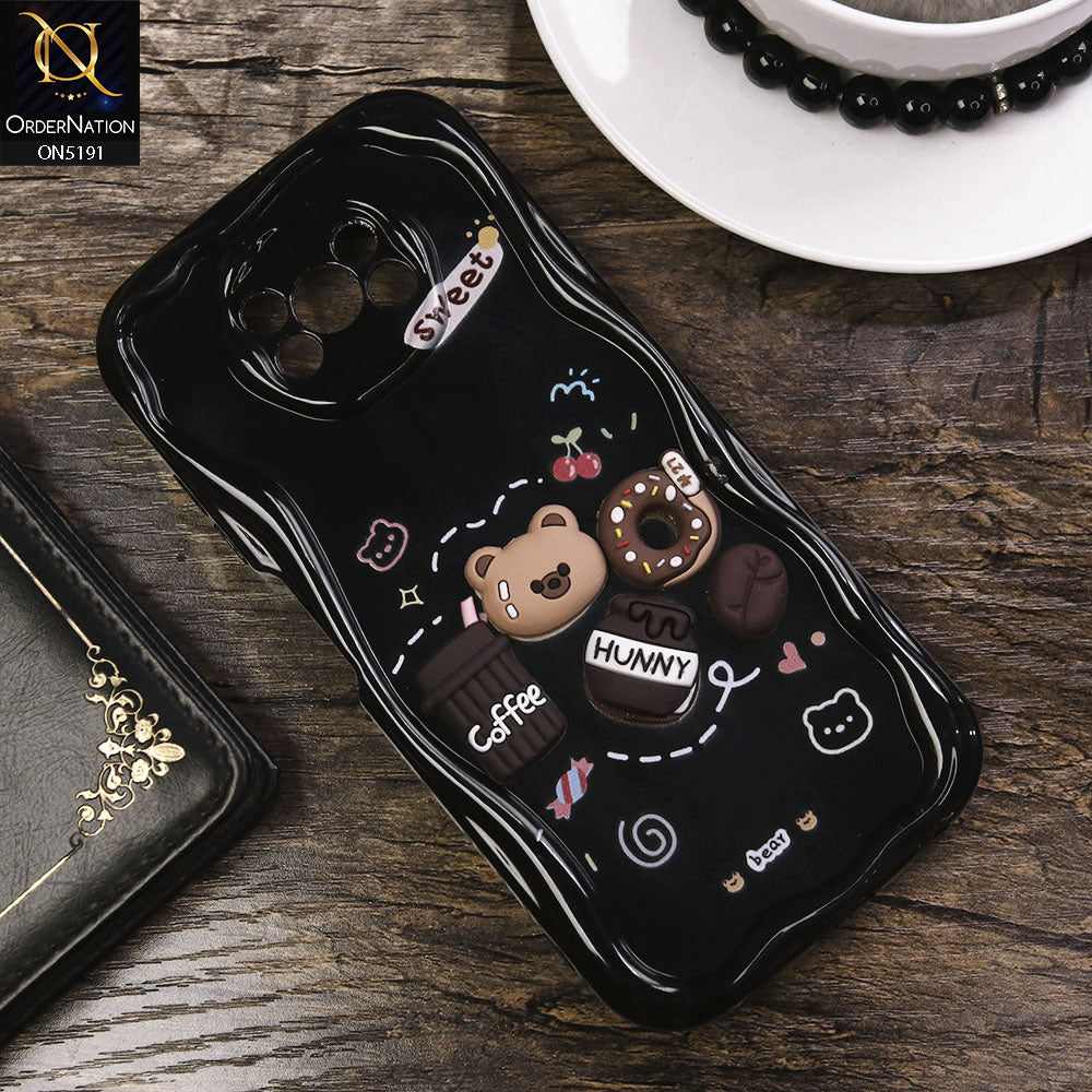 Xiaomi Poco X3 Pro Cover - Black - Cute 3D Cartoon Coffee Honey Donut Silicon Helix Soft Borders Camera Protection Case