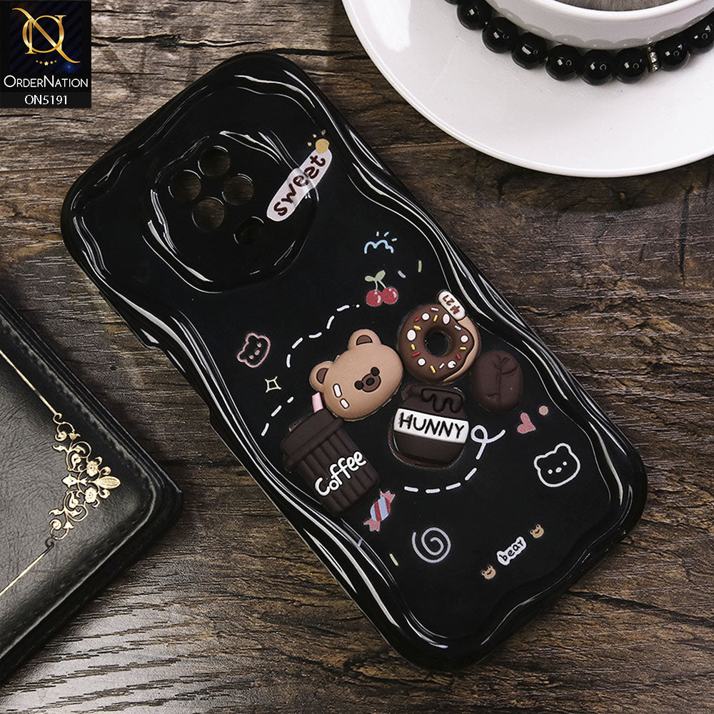 Xiaomi Redmi Note 9 Pro Cover - Black - Cute 3D Cartoon Coffee Honey Donut Silicon Helix Soft Borders Camera Protection Case