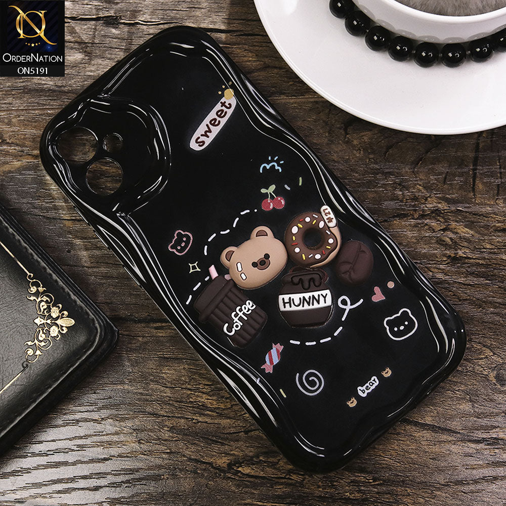 Samsung Galaxy A05 Cover - Black - Cute 3D Cartoon Coffee Honey Donut Silicon Helix Soft Borders Camera Protection Case