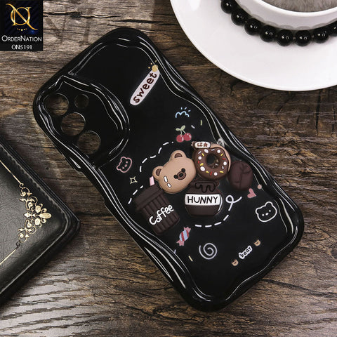 Samsung Galaxy A15 5G Cover - Black - Cute 3D Cartoon Coffee Honey Donut Silicon Helix Soft Borders Camera Protection Case