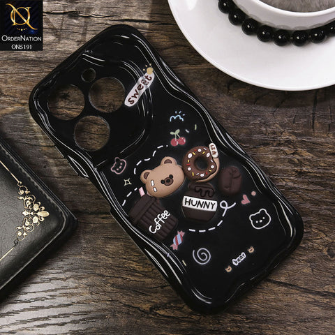 Tecno Spark Go 2024 Cover - Black - Cute 3D Cartoon Coffee Honey Donut Silicon Helix Soft Borders Camera Protection Case