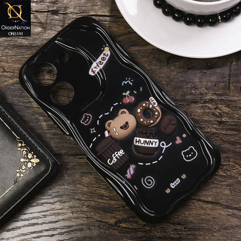 Vivo Y27s Cover - Black - Cute 3D Cartoon Coffee Honey Donut Silicon Helix Soft Borders Camera Protection Case