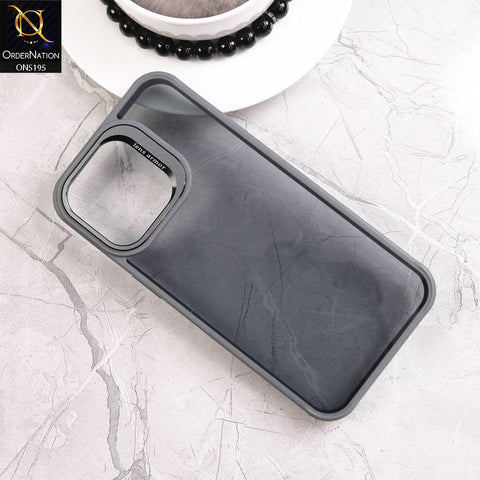 iPhone 13 Pro Max Cover - Gray - Trendy Colour Transparent Back Soft Borders Metalic Camera Lens Protector Case