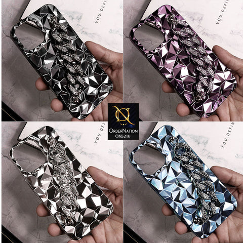 iPhone 13 Pro Max Cover - Blue - Plastic Electroplating Diamond and  Metal Bracelet Chain Case
