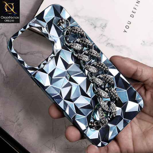 iPhone 13 Pro Max Cover - Blue - Plastic Electroplating Diamond and  Metal Bracelet Chain Case