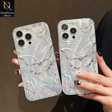 iPhone 15 Plus Cover - Silver - Luxury Silver-Plated Feather Butterfly Dreams Soft Case