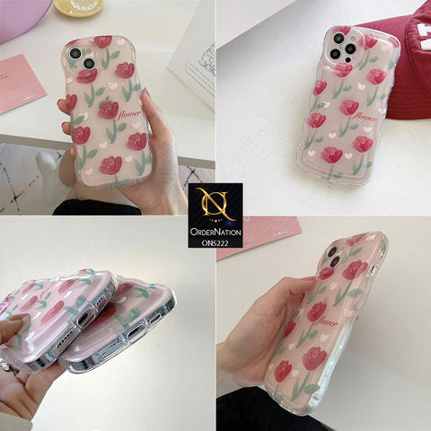 iPhone 14 Pro Max Cover - Pink - Cute Romantic Red Tulip Flowers Print Soft Case With Camera Protection