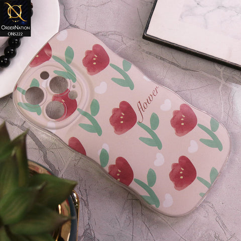 iPhone 14 Pro Max Cover - Pink - Cute Romantic Red Tulip Flowers Print Soft Case With Camera Protection