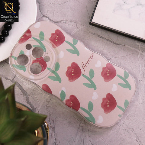 iPhone 15 Pro Cover - Pink - Cute Romantic Red Tulip Flowers Print Soft Case With Camera Protection