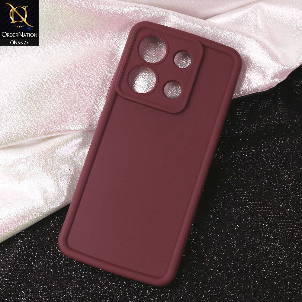 Xiaomi Redmi Note 13 Cover - Maroon - Soft Silicone Case With Round Bumper Matte TPU Shockproof Cover