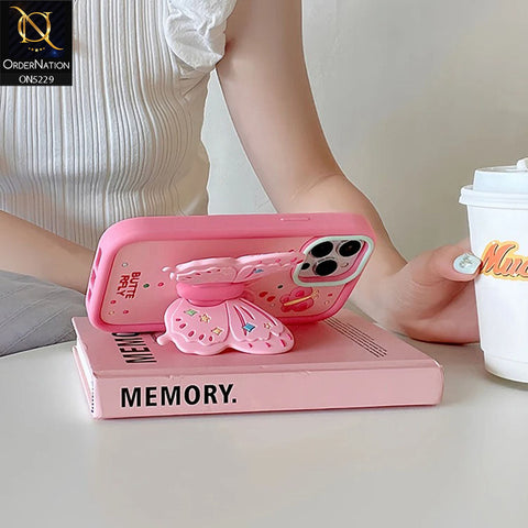 iPhone 15 Pro Cover - Design1 - Cute 3D Butterfly Bracket Kickstand Beautiful Soft Case