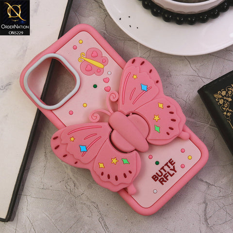 iPhone 15 Cover - Design3 - Cute 3D Butterfly Bracket Kickstand Beautiful Soft Case