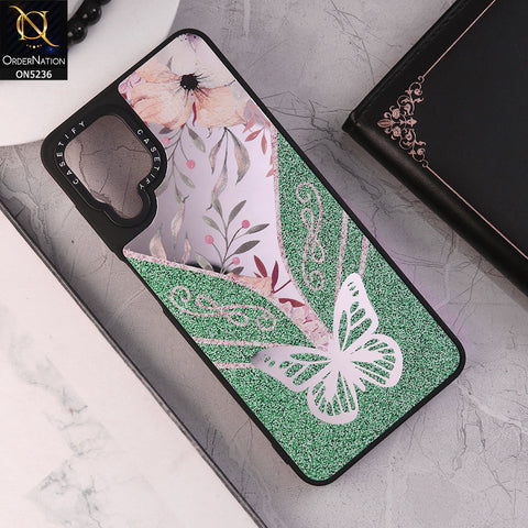 Samsung Galaxy A12 Nacho Cover - Design 5 - Trendy Floral Butterfly Shiny Mirror Soft Borders Protective Case