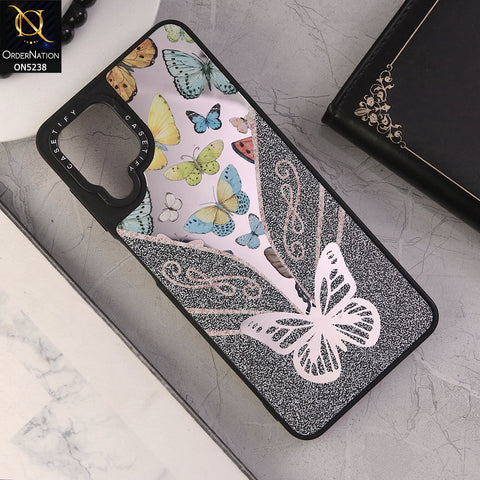 Samsung Galaxy A12 Nacho Cover - Design 8 - Trendy Floral Butterfly Shiny Mirror Soft Borders Protective Case