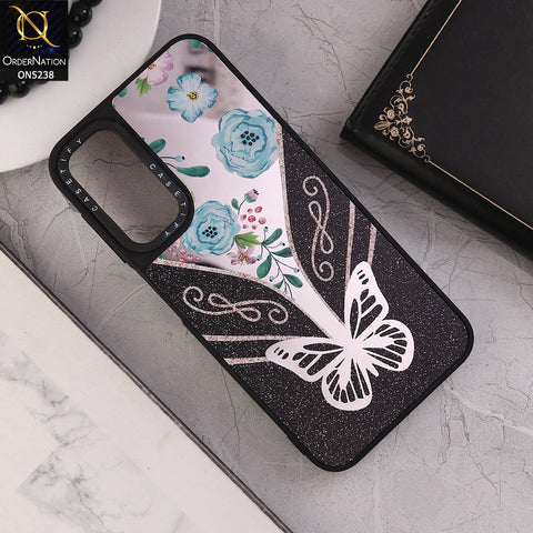 Samsung Galaxy A24 4G Cover - Design 1 - Trendy Floral Butterfly Shiny Mirror Soft Borders Protective Case