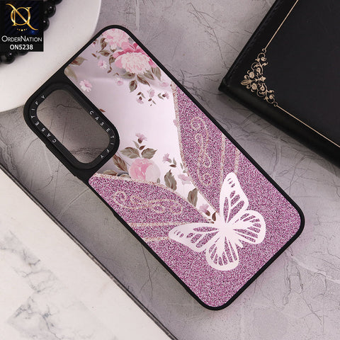 Samsung Galaxy A25 5G Cover - Design 2 - Trendy Floral Butterfly Shiny Mirror Soft Borders Protective Case