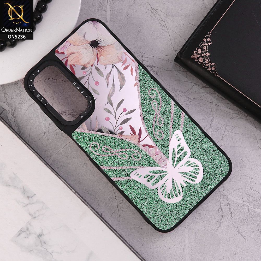 Samsung Galaxy A15 4G Cover - Design 5 - Trendy Floral Butterfly Shiny Mirror Soft Borders Protective Case