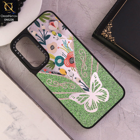 Samsung Galaxy A15 4G Cover - Design 6 - Trendy Floral Butterfly Shiny Mirror Soft Borders Protective Case