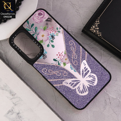 Samsung Galaxy A24 4G Cover - Design 7 - Trendy Floral Butterfly Shiny Mirror Soft Borders Protective Case