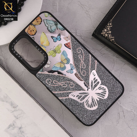 Samsung Galaxy A25 5G Cover - Design 8 - Trendy Floral Butterfly Shiny Mirror Soft Borders Protective Case