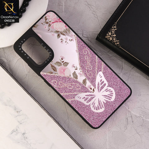 Samsung Galaxy A32 Cover - Design 2 - Trendy Floral Butterfly Shiny Mirror Soft Borders Protective Case