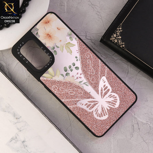 Samsung Galaxy A32 Cover - Design 3 - Trendy Floral Butterfly Shiny Mirror Soft Borders Protective Case