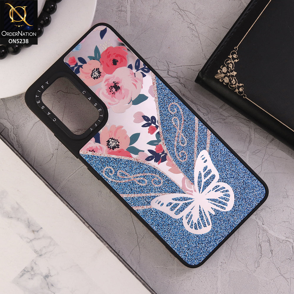 Samsung Galaxy A32 Cover - Design 4 - Trendy Floral Butterfly Shiny Mirror Soft Borders Protective Case