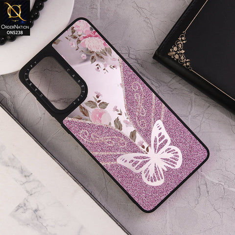Samsung Galaxy A33 5G Cover - Design 2 - Trendy Floral Butterfly Shiny Mirror Soft Borders Protective Case