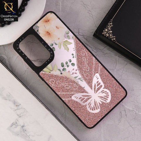 Samsung Galaxy A33 5G Cover - Design 3 - Trendy Floral Butterfly Shiny Mirror Soft Borders Protective Case