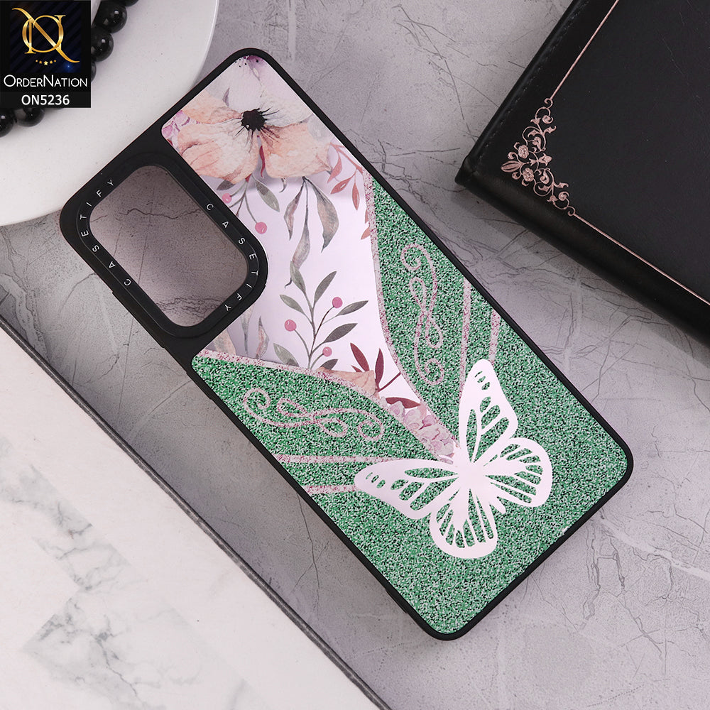 Samsung Galaxy A33 5G Cover - Design 5 - Trendy Floral Butterfly Shiny Mirror Soft Borders Protective Case