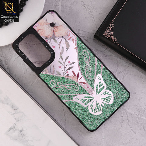 Samsung Galaxy A33 5G Cover - Design 5 - Trendy Floral Butterfly Shiny Mirror Soft Borders Protective Case