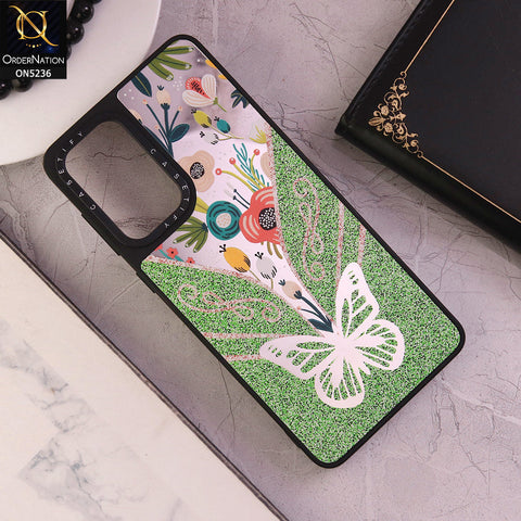 Samsung Galaxy A33 5G Cover - Design 6 - Trendy Floral Butterfly Shiny Mirror Soft Borders Protective Case