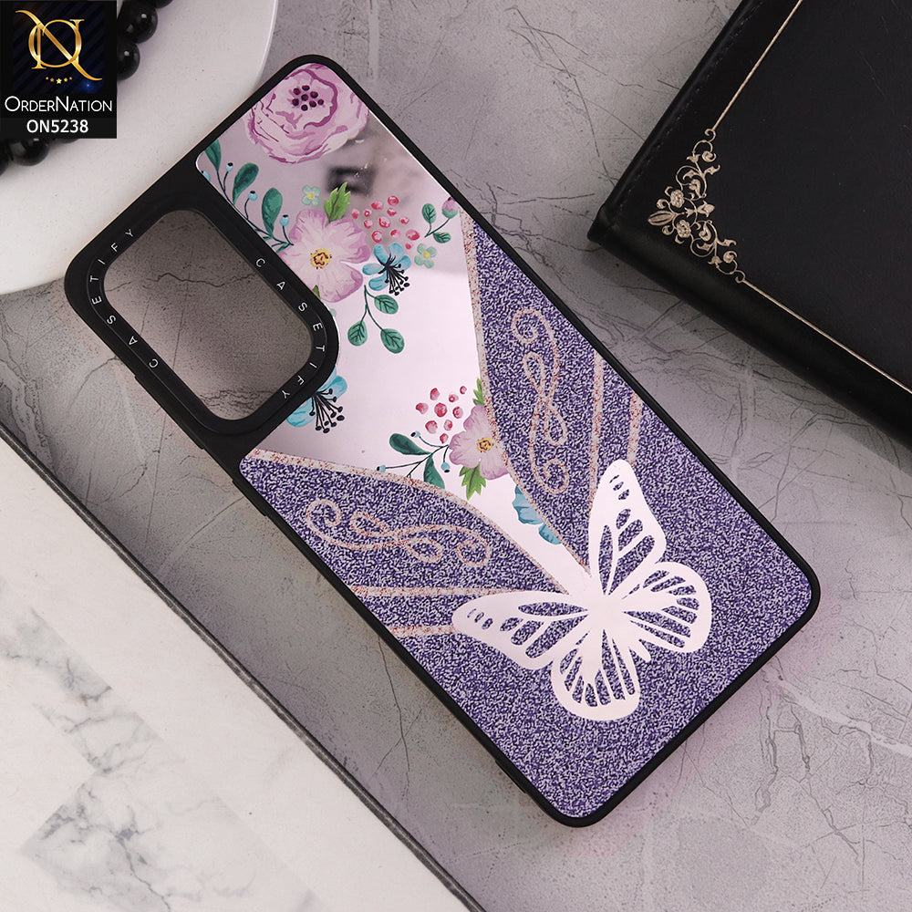 Samsung Galaxy A52s 5G Cover - Design 7 - Trendy Floral Butterfly Shiny Mirror Soft Borders Protective Case