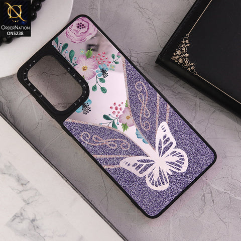 Samsung Galaxy A53 5G Cover - Design 7 - Trendy Floral Butterfly Shiny Mirror Soft Borders Protective Case
