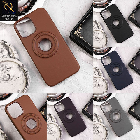 Samsung Galaxy S24 Ultra Cover - Black - Luxury Pu Leather Texture Magsafe Soft Border Protective Case With Logo Hole