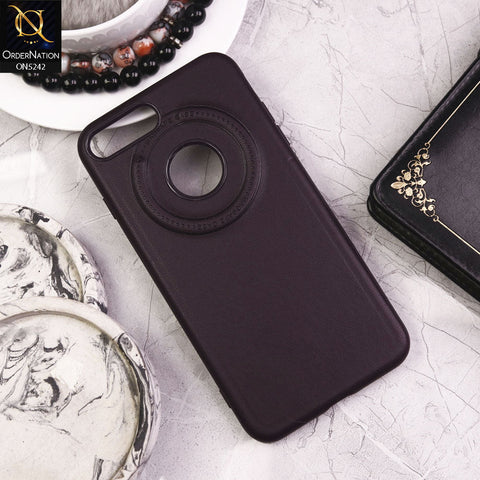 iPhone 8 Plus / 7 Plus Cover - Purple - Luxury Pu Leather Texture Magsafe Soft Border Protective Case With Logo Hole