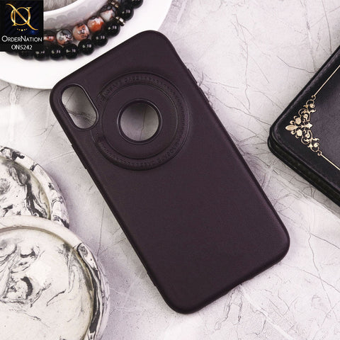 iPhone XR Cover - Purple - Luxury Pu Leather Texture Magsafe Soft Border Protective Case With Logo Hole