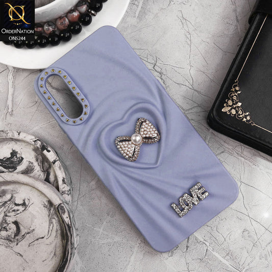 Vivo S1 Cover - Blue - 3D Love Rhinesteart Wrinkle Fold Design Soft Silicon Protective Case