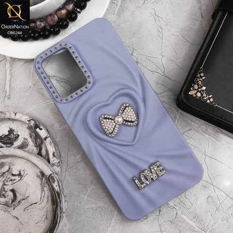Vivo Y33s Cover - Blue - 3D Love Rhinesteart Wrinkle Fold Design Soft Silicon Protective Case