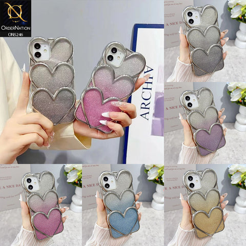 IPhone 11 Cover - Blue - New Trendy 3D Heart Gradient Bling Glitter Electroplating Borders Soft Case - (Glitter Does Not Move)