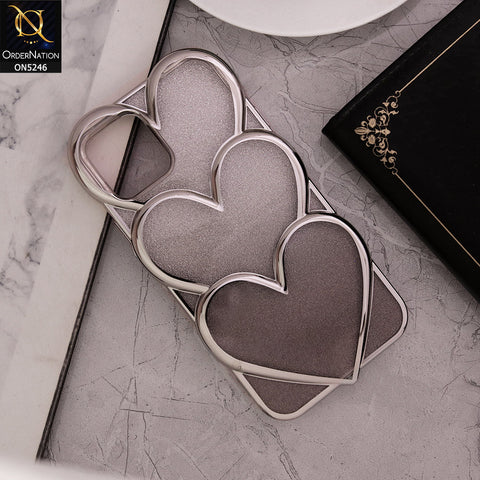 iPhone 12 Pro Max Cover - Black - New Trendy 3D Heart Gradient Bling Glitter Electroplating Borders Soft Case - (Glitter Does Not Move)