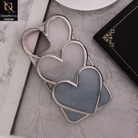 IPhone 11 Cover - Blue - New Trendy 3D Heart Gradient Bling Glitter Electroplating Borders Soft Case - (Glitter Does Not Move)